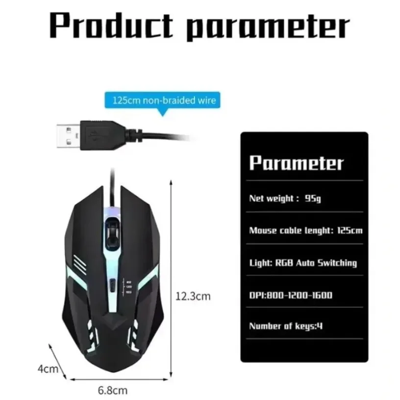 Mouse Gaming Esports - Souris de jeu filaire USB à