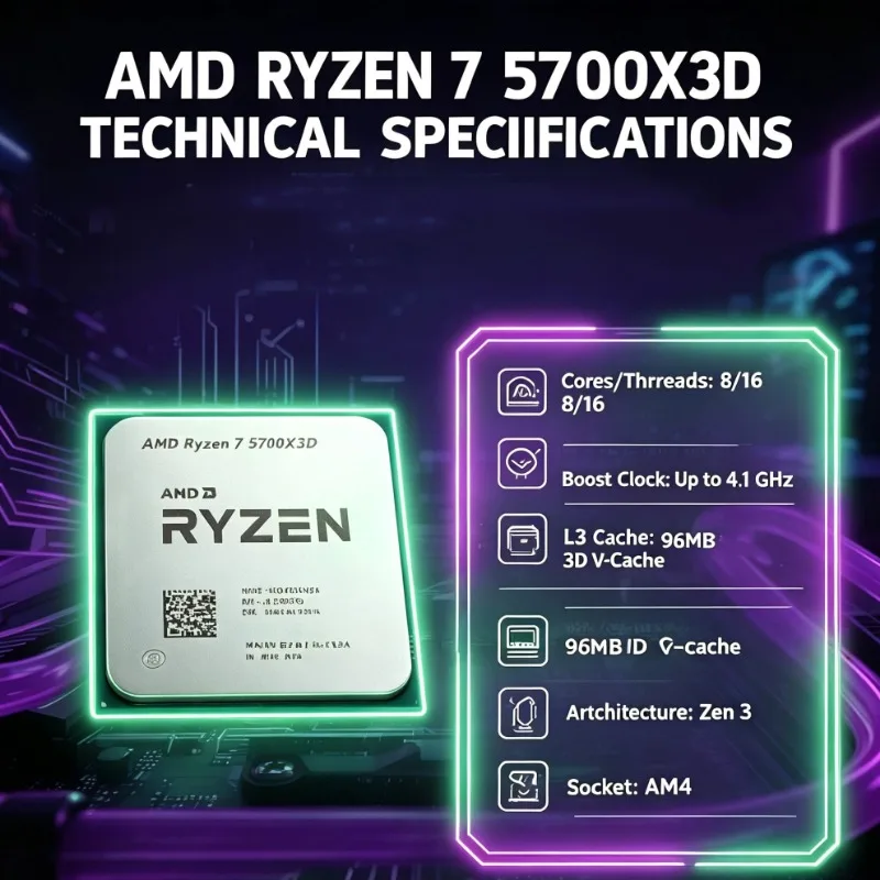 AMD Ryzen 7 5700X3D, processeu - Amd Cpu Ryzen 7 avis et prix